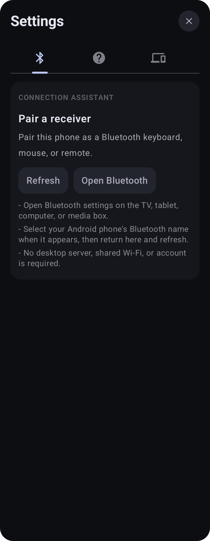 Settings dialog