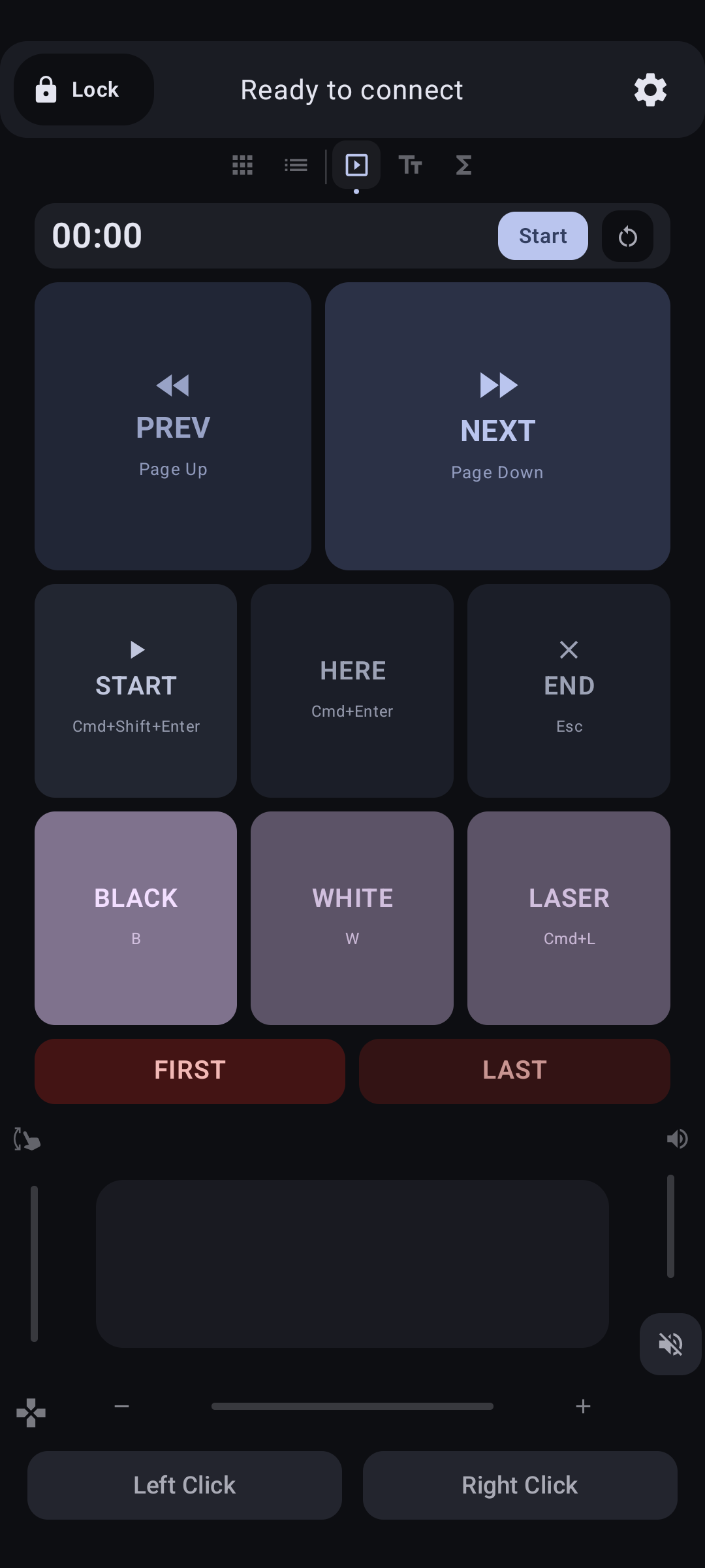 Presentation Controls page